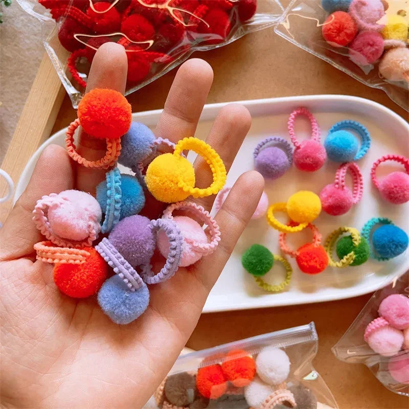 20 pcs colorful fluffy hair elastics  Kids ponytail bands  Hair accessories gift