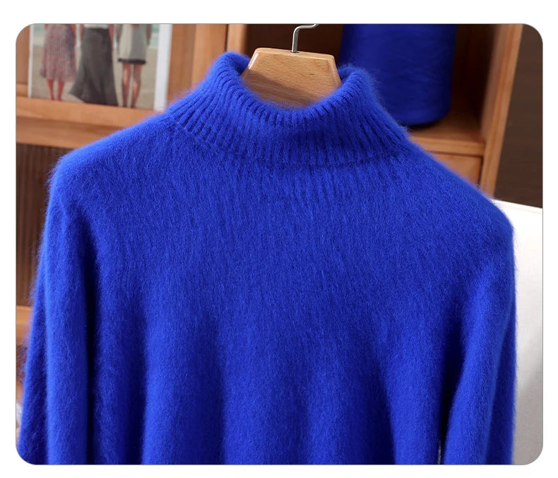 Women's High Collar Knit Sweater, Thick Pullover