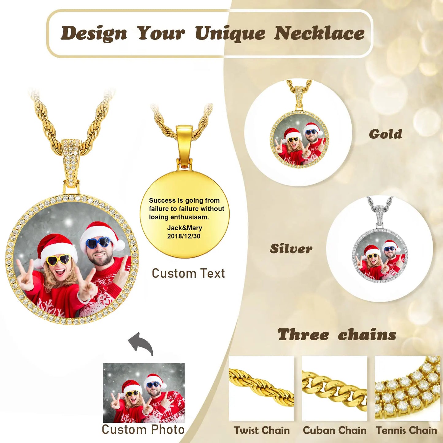 Circle Chain Picture Customiz Photo Necklace Men Women Personalized Jewelry Customized Any Picture Pendant Mothers or Lover Gift