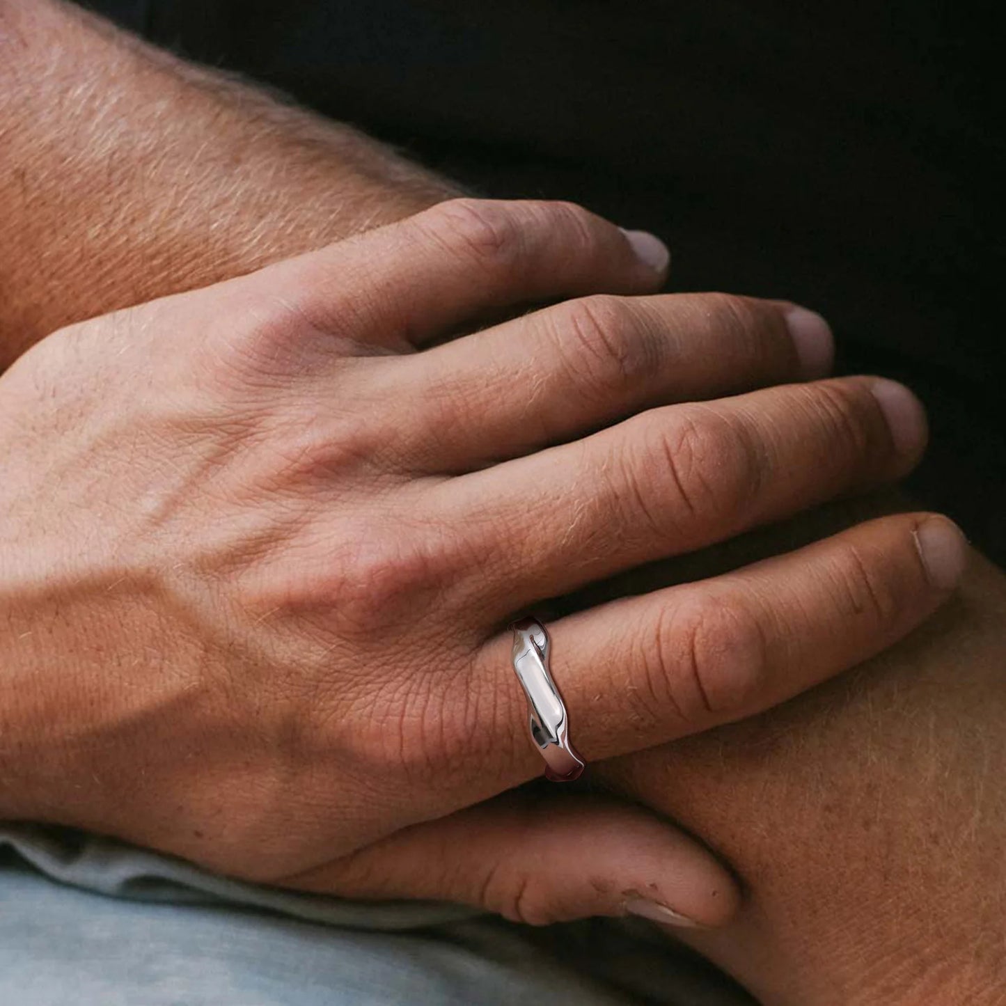 Mobius Twist Ring for Men — Oxidised Stainless Steel Band