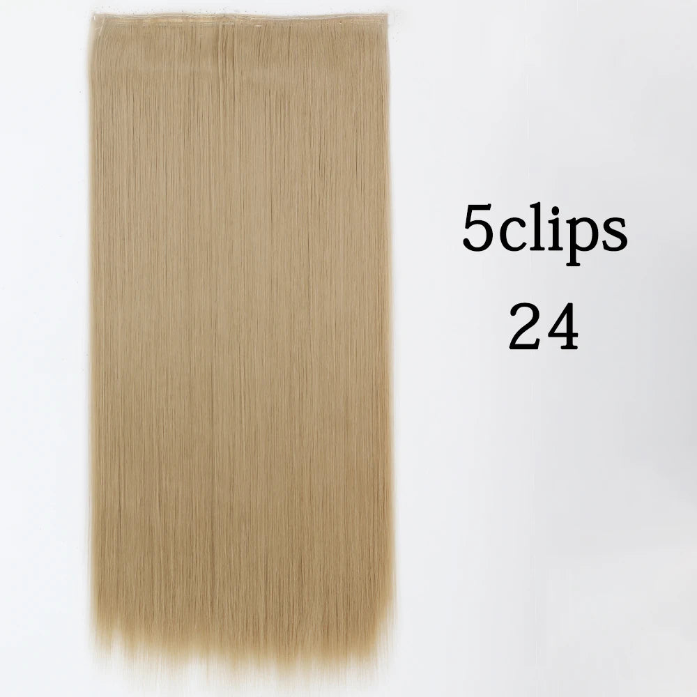 Synthetic 5 Clip In Hair Extensions Long Curly Hairstyle Hairpiece Natural Brown Black 80cm Heat Resistant  Fake Hair For Women