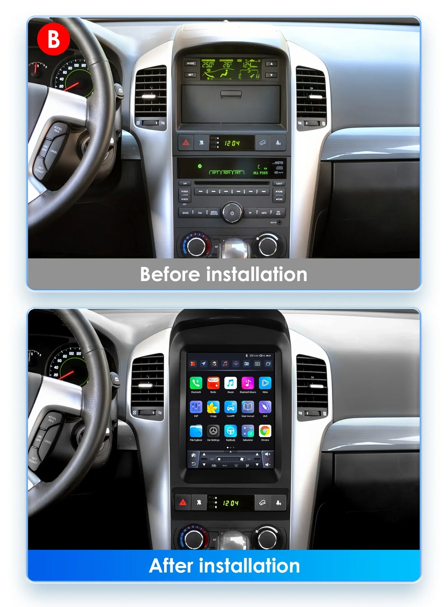 9.7"Android 14 Autoradio for Chevrolet Captiva 2006-2012 multimedia Video player GPS navi Stereo Audio 2din Carplay Touch Screen