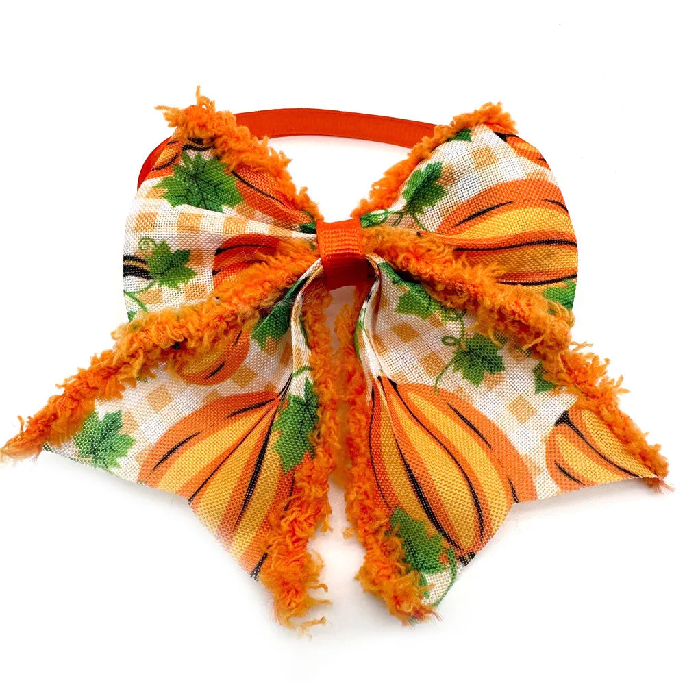 30/50pcs Fall Pet Product Dog Bowtie Necktie Fluffy Style Ties Thanksgiving Small Dog Bowtie Pet Dog Grooming Collar Accessoreis