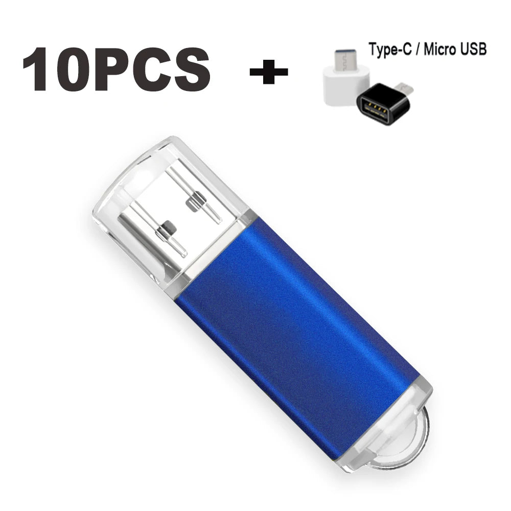 Color USB 2.0 Flash Drive 10-Pack — Bulk Mini Memory Sticks 4GB to 128GB