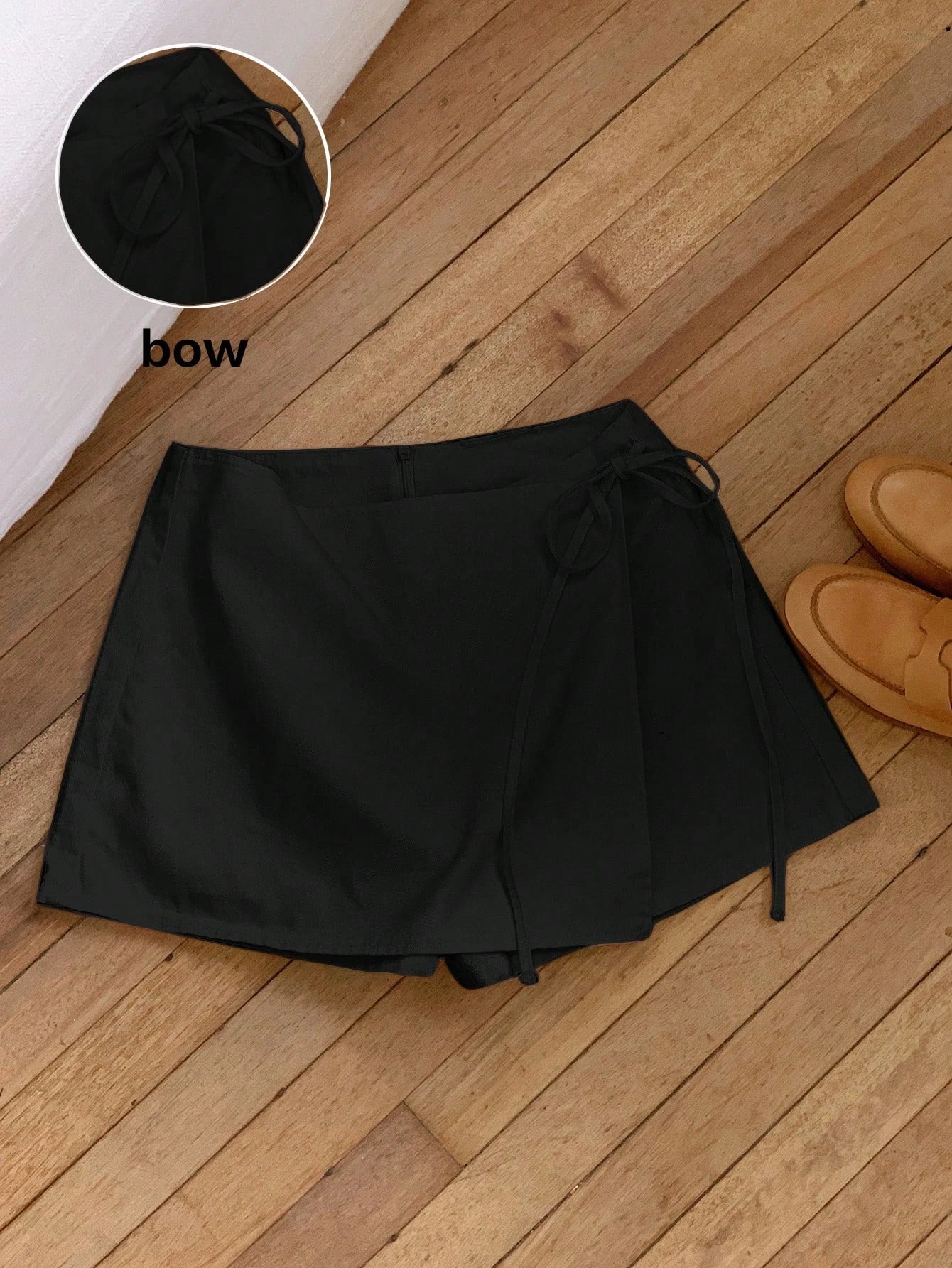 Ladies New Spring Summer Linen Solid Color Casual Sports Elastic Waist Drawstring Belted Skort for Spring Summer