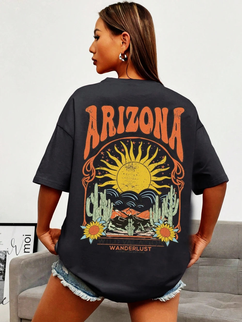 Arizona Scenery Printed Womens T-Shirt Harajuku Personality Tshirt Fashion Casual Clothing Breathable Summer T Shirts Women
