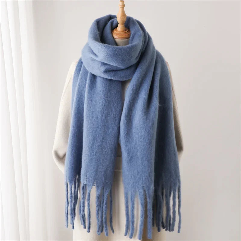 Women's Solid Tassel Blanket Shawl - Long Cashmere-Feel Poncho Wrap - photo 10