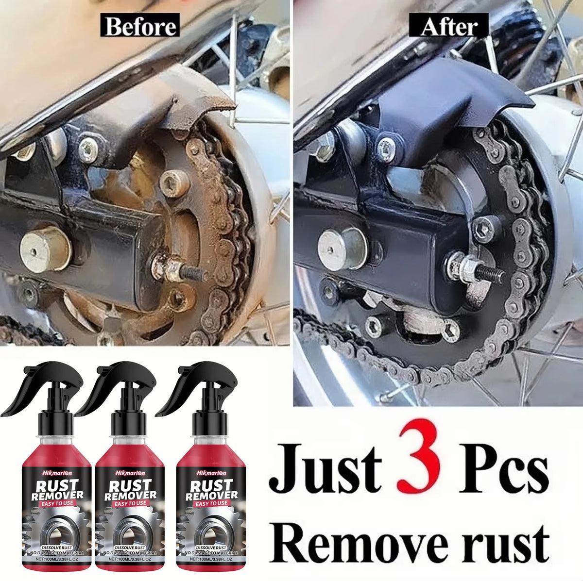 Car Rust Remover Spray, Quick Cleaner for Wheels & Exhaust Pipes, Remove Rust, Iron Powder and Stubborn Stains on Metal Surfaces