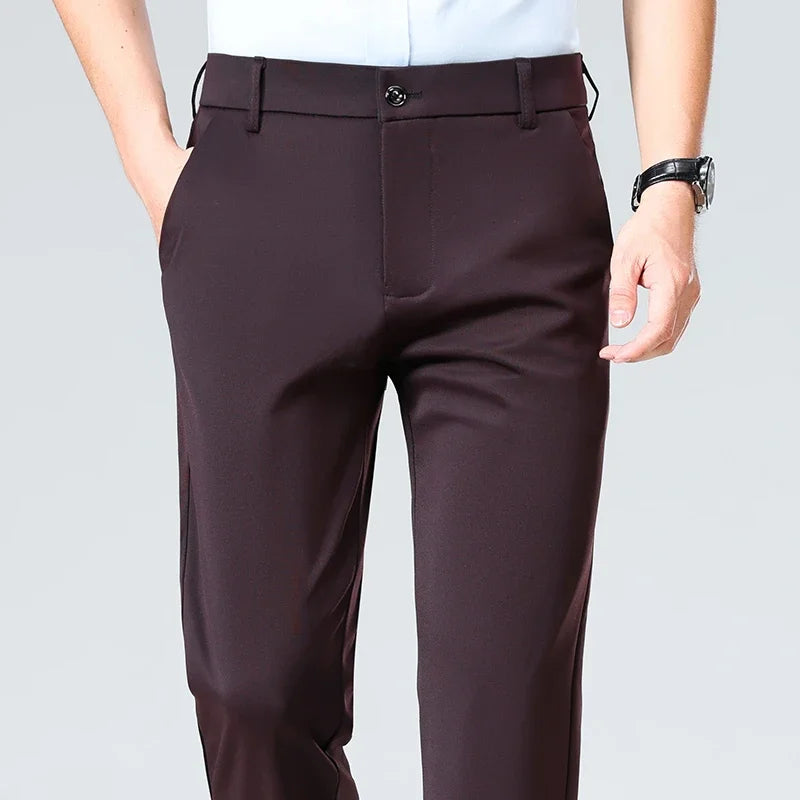 Men's Stretch Dress Pants - Straight Leg, Wrinkle-Resistant Drape
