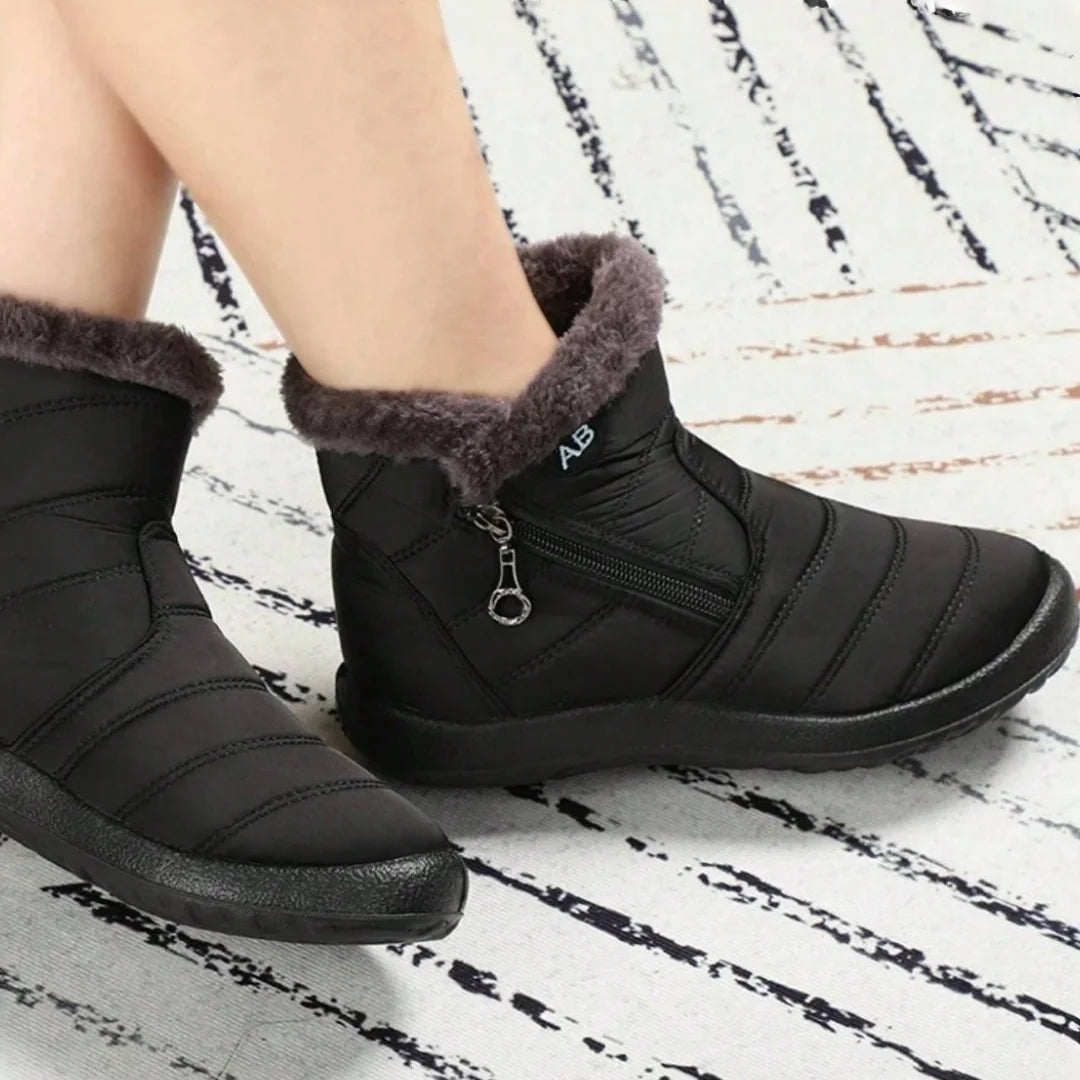 Women's Brown Ankle Snow Boots - Comfortable Outdoor Winter Shoes