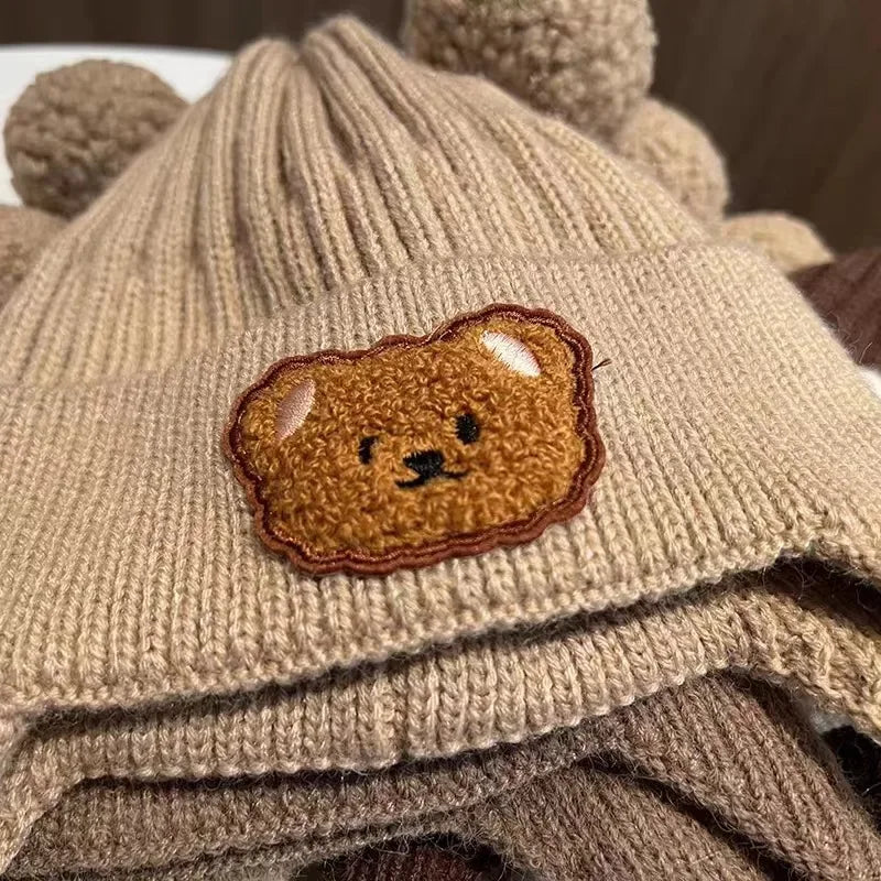 Toddler Bear Ear Knit Hat - Thick Warm Winter Ear Flap Cap - photo 4