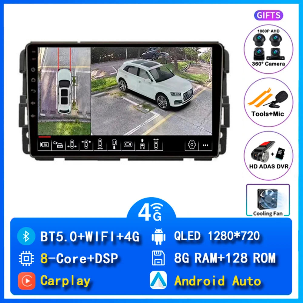 Android 16 Carplay Car Radio For Chevrolet Silverado Impala GMC Yukon Acadia Sierra Navigation GPS Multimedia Player stereo wifi
