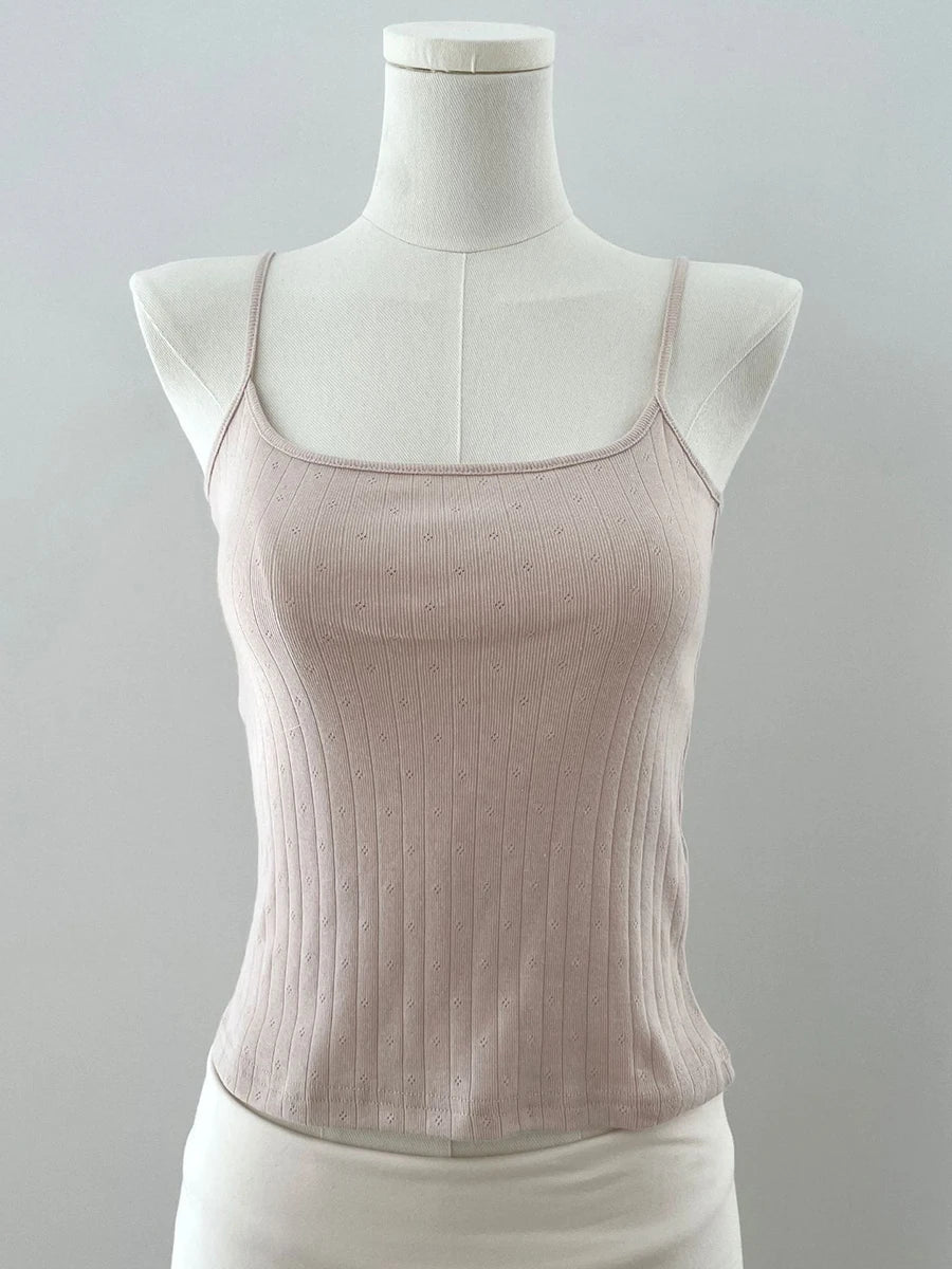 Bows Eyelet Sweet Slim Tank Top Women Lace Trim Cotton Sleeveless Summer Camis Vests Sweet Preppy Style Solid Crop Top Y2k