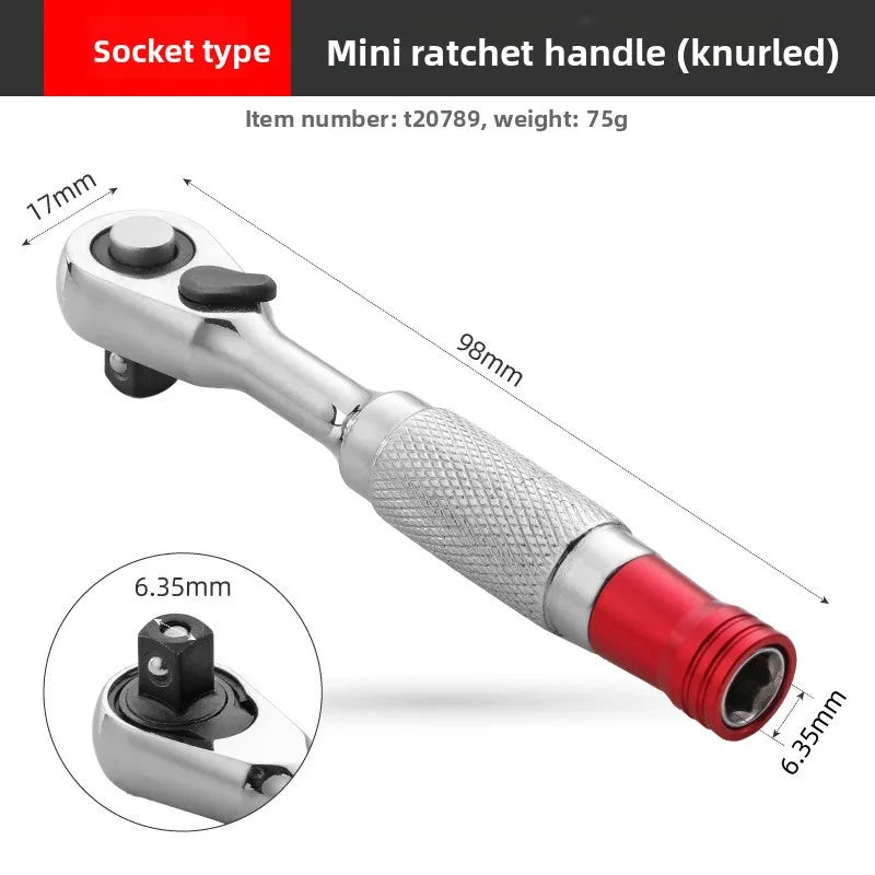 1/4 Ratchet Double Head Fast Ratchet Wrench Double-Ended Mini Socket Wrench Set Bicycle Workshop Tool Hand Tools