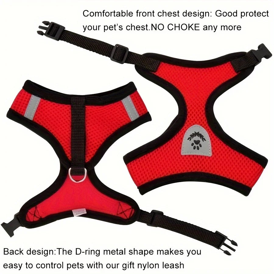 Cat Harness Adjustable, Escape-Proof Breathable Mesh with Reflective Vest  5-Foot Leash - Safe, Durable Outdoor Adventures
