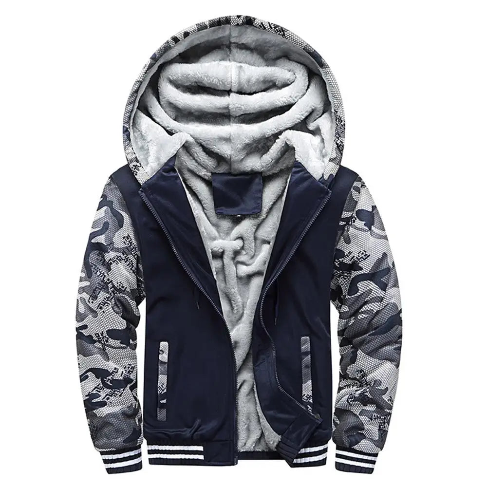 Men's Camo Fleece-Lined Hooded Jacket