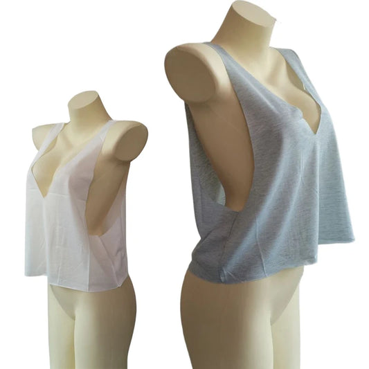 Women Sleeveless Sexy Side Hollow Out Tank Top Summer Loose Fit Crop Tees Gym Fitness Breathable Camisole Hot Girl Sporty Cloth