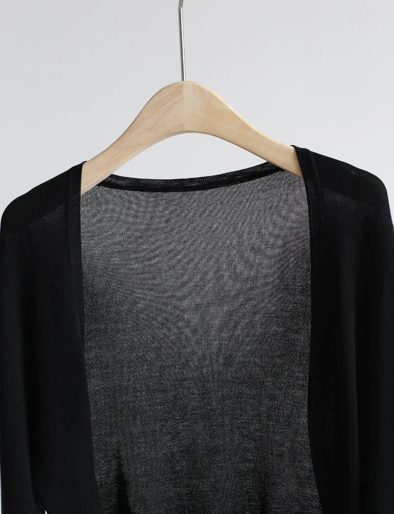 Women's short sleeve knit cardigan, cropped — view 9 of 16