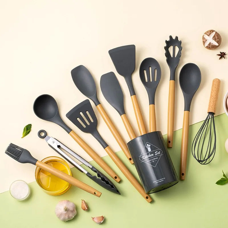 Silicone Kitchen Utensils - Tongs, Pasta Server, Basting Brush, Whisk - photo 5