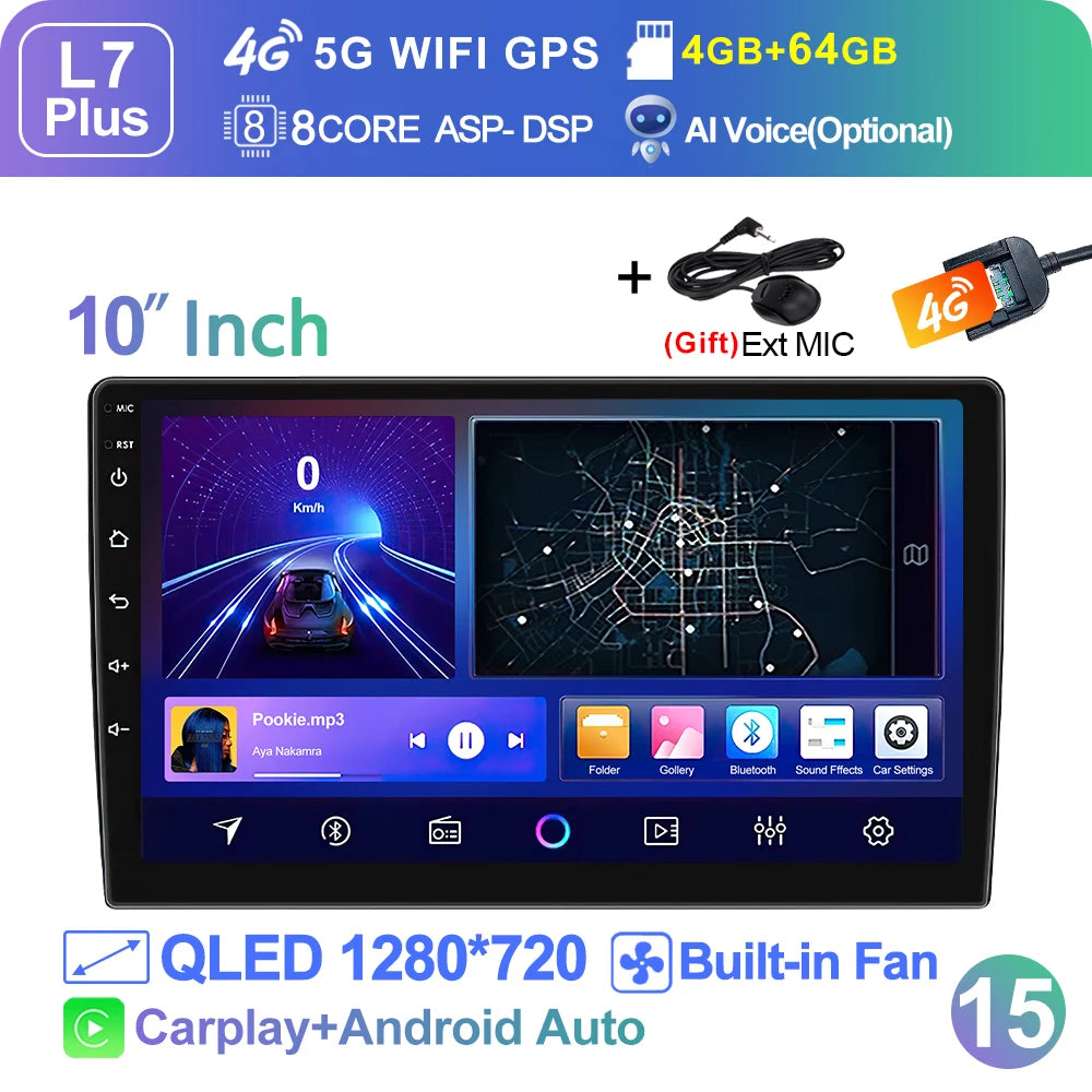 LEHX Wireless Carplay 2din Android 14 Car Radio Multimedia Video Player Universal 7/9/10 inch AutoRadio GPS Navigation 4G WiFi