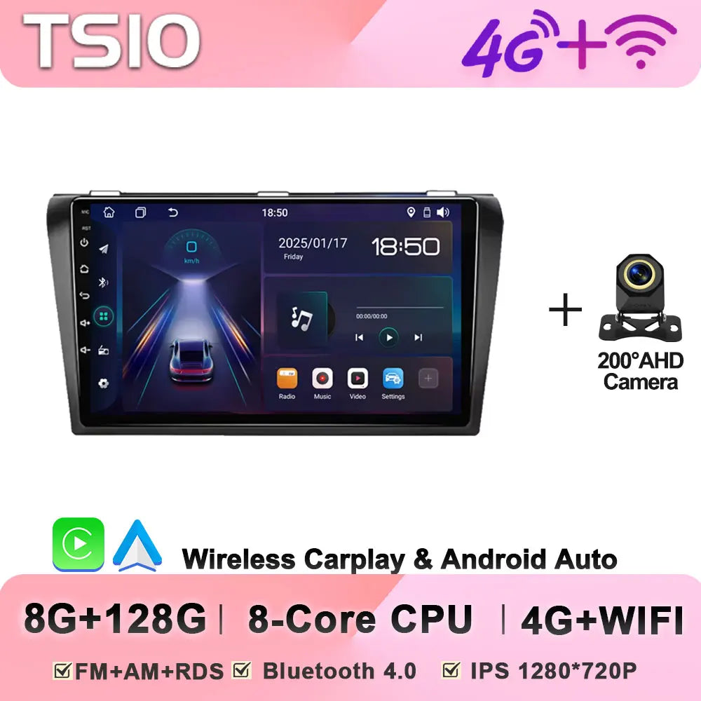 8-Core Android Car Stereo for Mazda 3 (2004–2009) — CarPlay, Android Auto, GPS, 2-DIN, WiFi