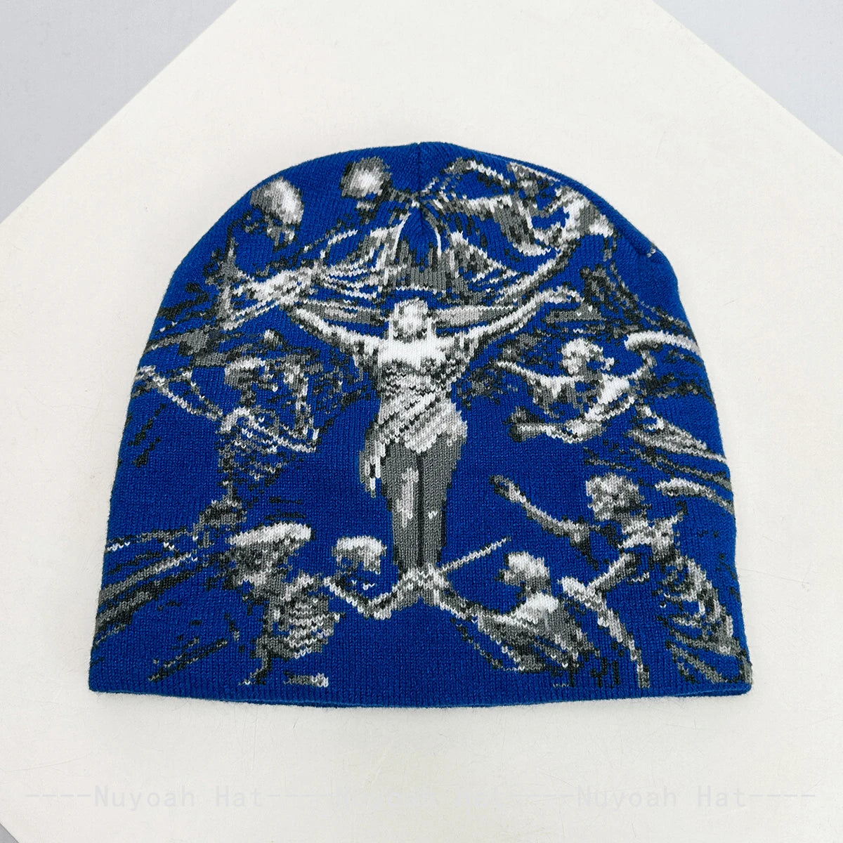 Angel Skull Jacquard Beanie, Unisex Knit Hat