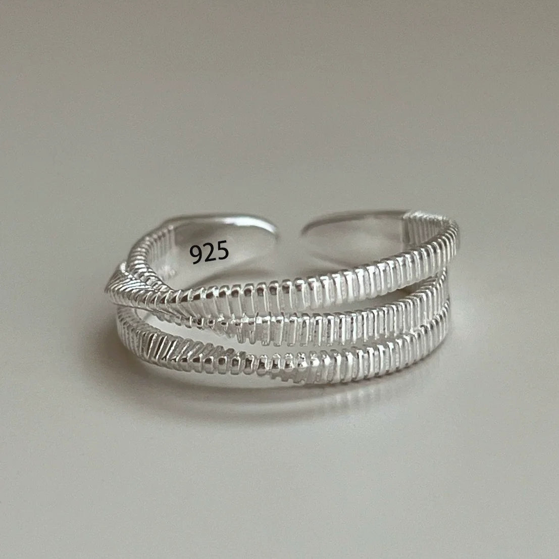 PANJBJ 925 Sterling Silver Hollow Out Rings For Women Three Layered Cross Punk Irregular Vintage Jewelry Gift Dropshipping