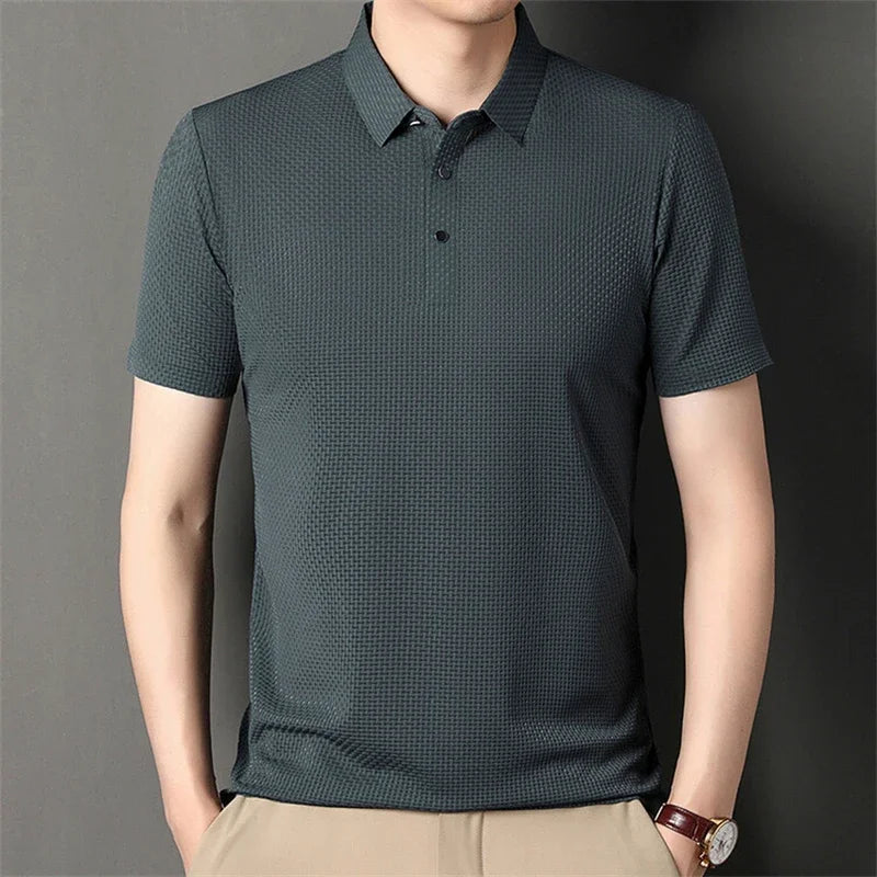 Men's Ice-Silk Polo - Wrinkle-Resistant Cool-Touch, Quick-Dry