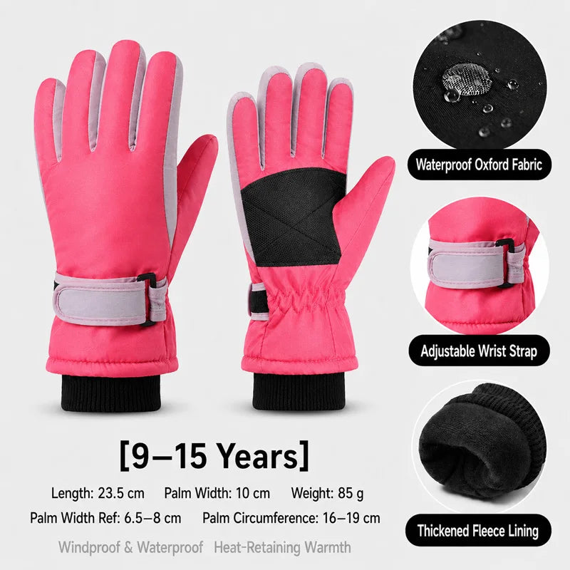 Kids Winter Ski Gloves - Fleece Lined Snow Gloves for Ages 3-15 - photo 18