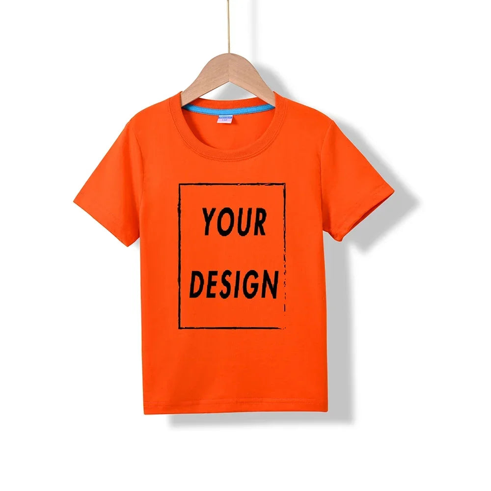 2025 Free Customized Front and Rear Logo Children's Cotton T-shirt, the Best Gift for Boys and Girls