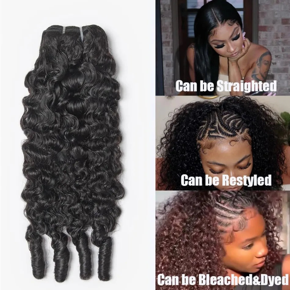 Burmese Curly Human Hair Bundles — 12A Remy Water Wave Weave (12"–40")