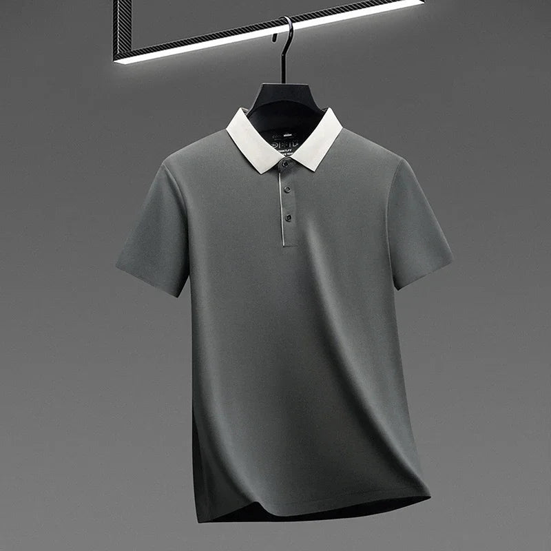 Men's Contrast-Collar Polo Shirt - Breathable Business Casual