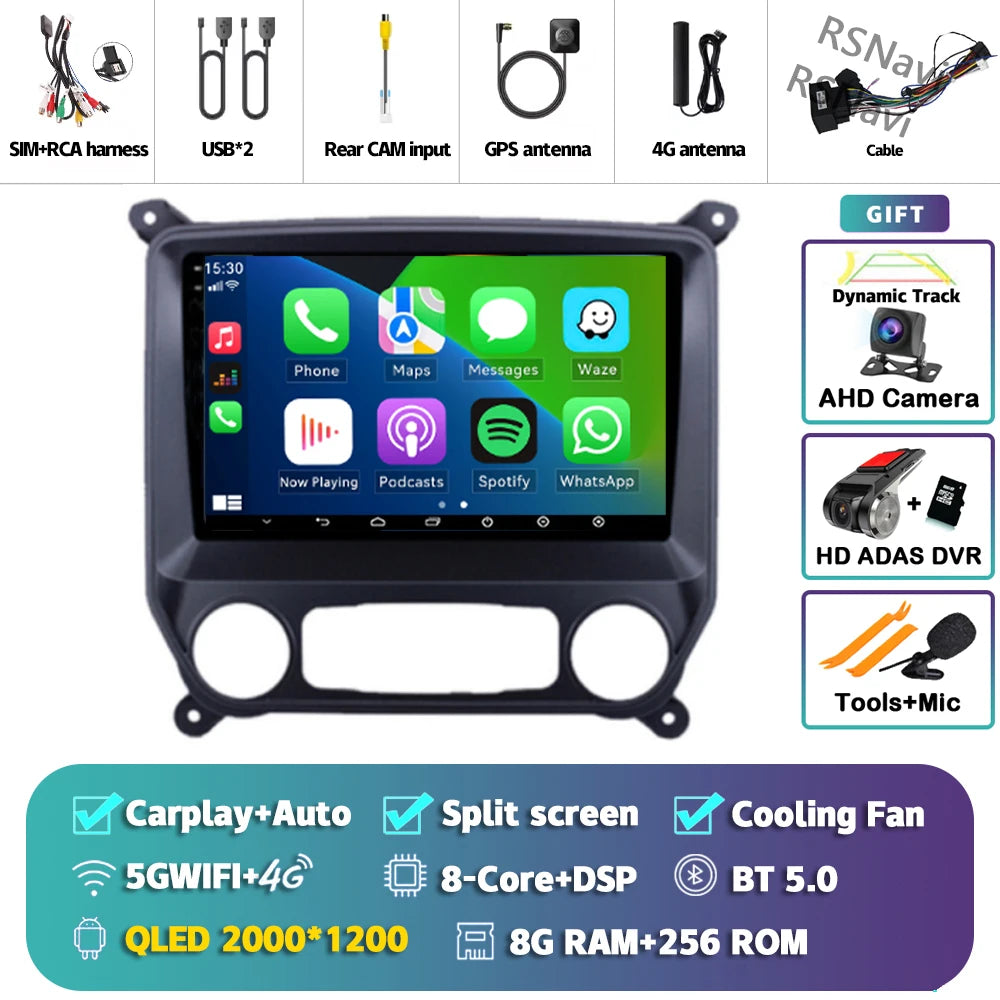 Android 16 Carplay Auto Car Radio Multimedia For Chevrolet Silverado 3 GMTK2 2014 2015 2016 2017 2018 Autoradio Stereo Head Unit