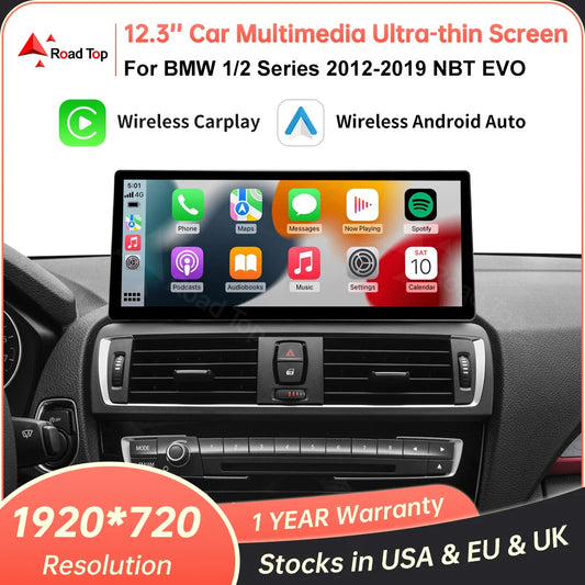 12.3" Wireless CarPlay & Android Auto Display Screen, Compatible with BMW 1 2 Series F20 F21 F22 F23