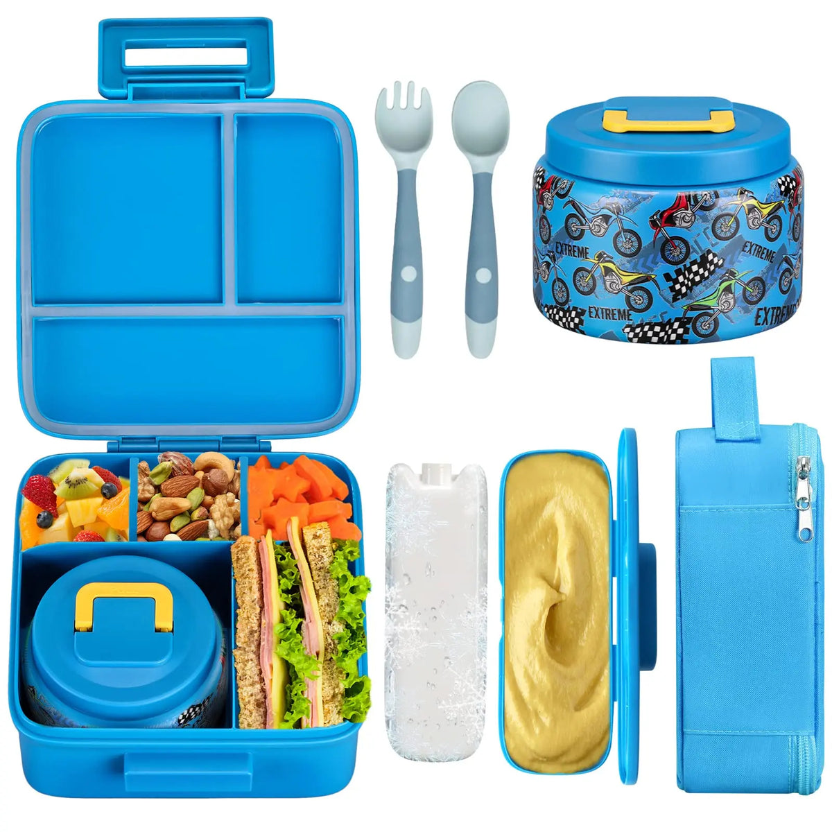 Kids Bento Lunch Kit - Food Jar, Lunch Bag, Ice Pack & Cutlery - photo 8