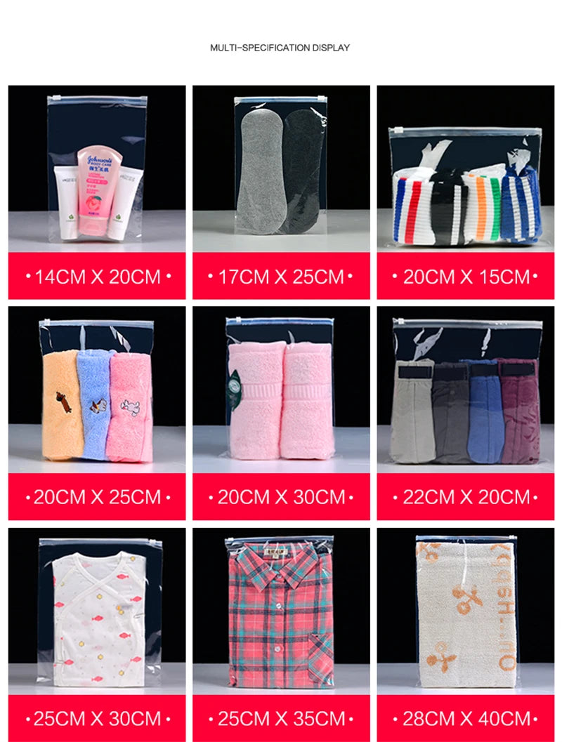 StoBag 5/10PCS Transparent Clothes Zipper Bags – Clear Reusable Sealed Shirt & Garment Storage Pouches