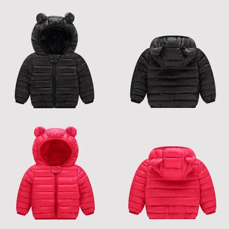 Toddler Girls Light Puffer Coat with Ear Hood - Warm Winter Jacket - photo 2