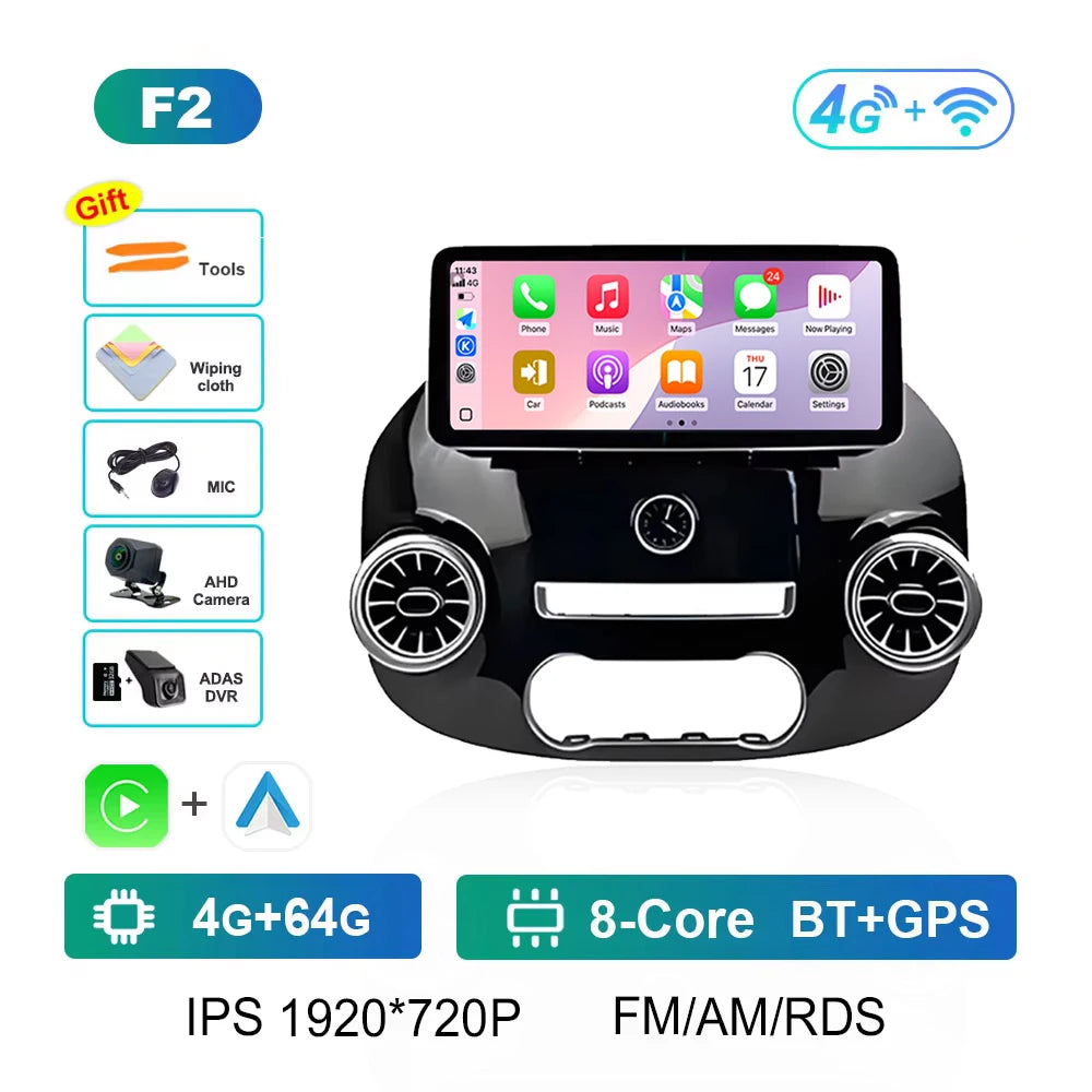 Smart System Android 14 for Mercedes Benz Vito W447 2014 - 2022 Car Video Radio Multimedia Player Cooling fan Bluetooth