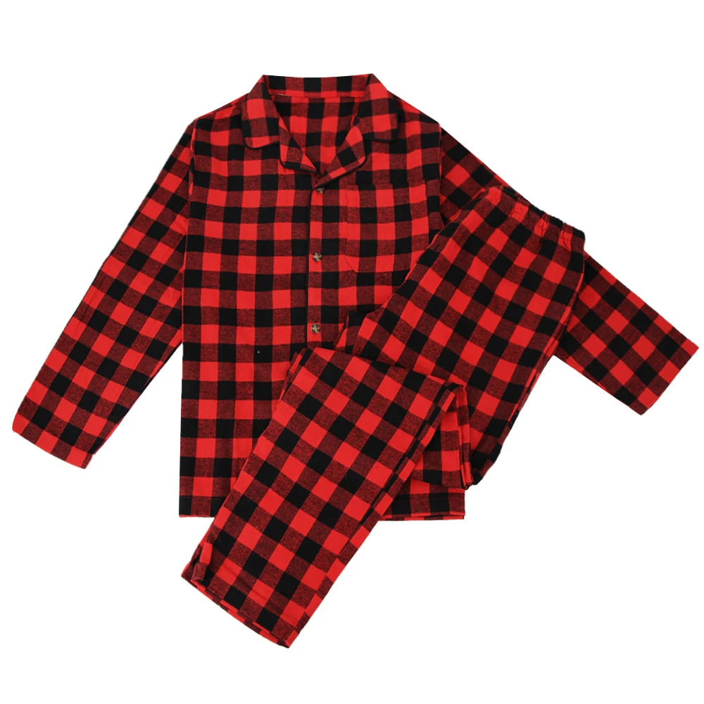 Men's Flannel Plaid Pajama Set - Button Shirt & Pants with Pockets - photo 3