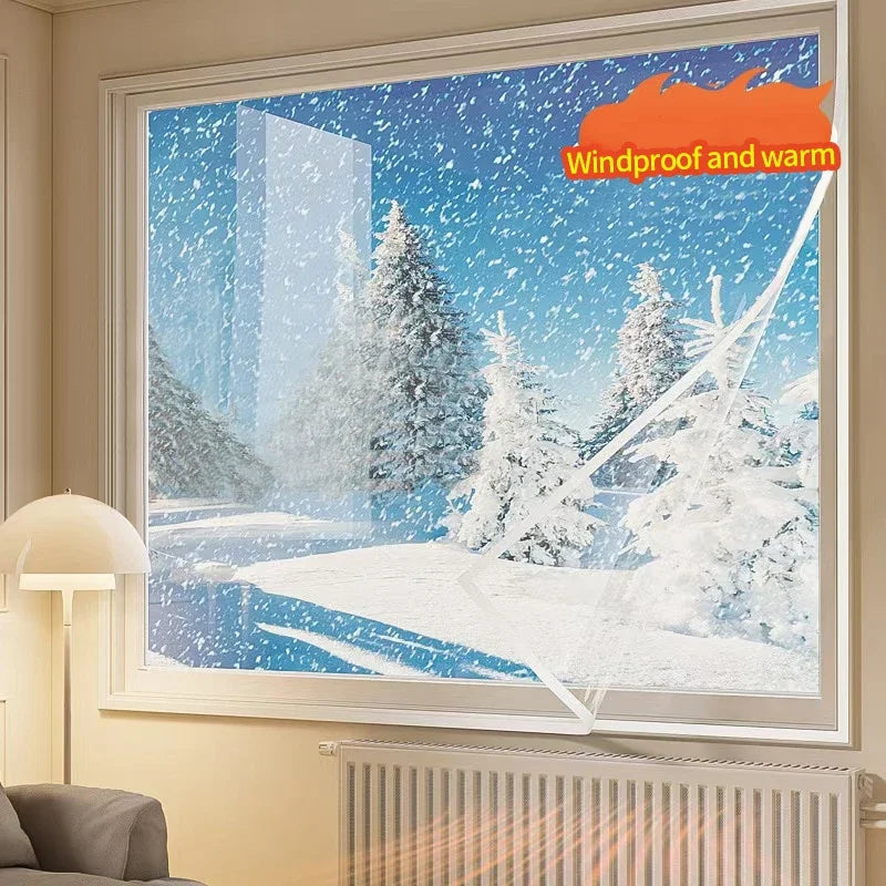 Clear Insulated Window Curtain, Windproof Winter Window Cover