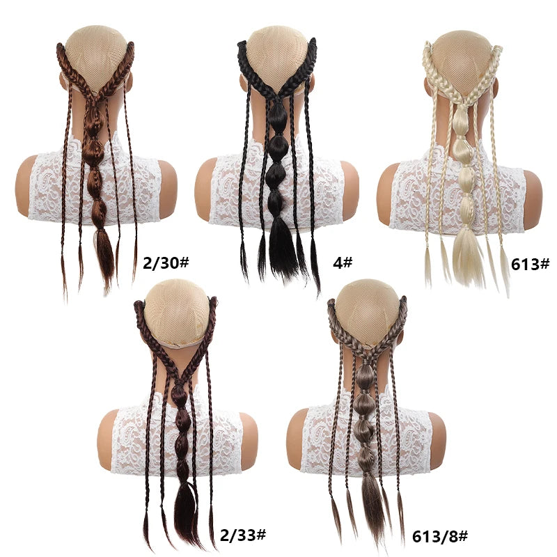 Elf Style Half Head Braided Hair Extensions with BB Clips, Synthetic Fiber Fake Hair for Women, Easy Back of Head Styling
