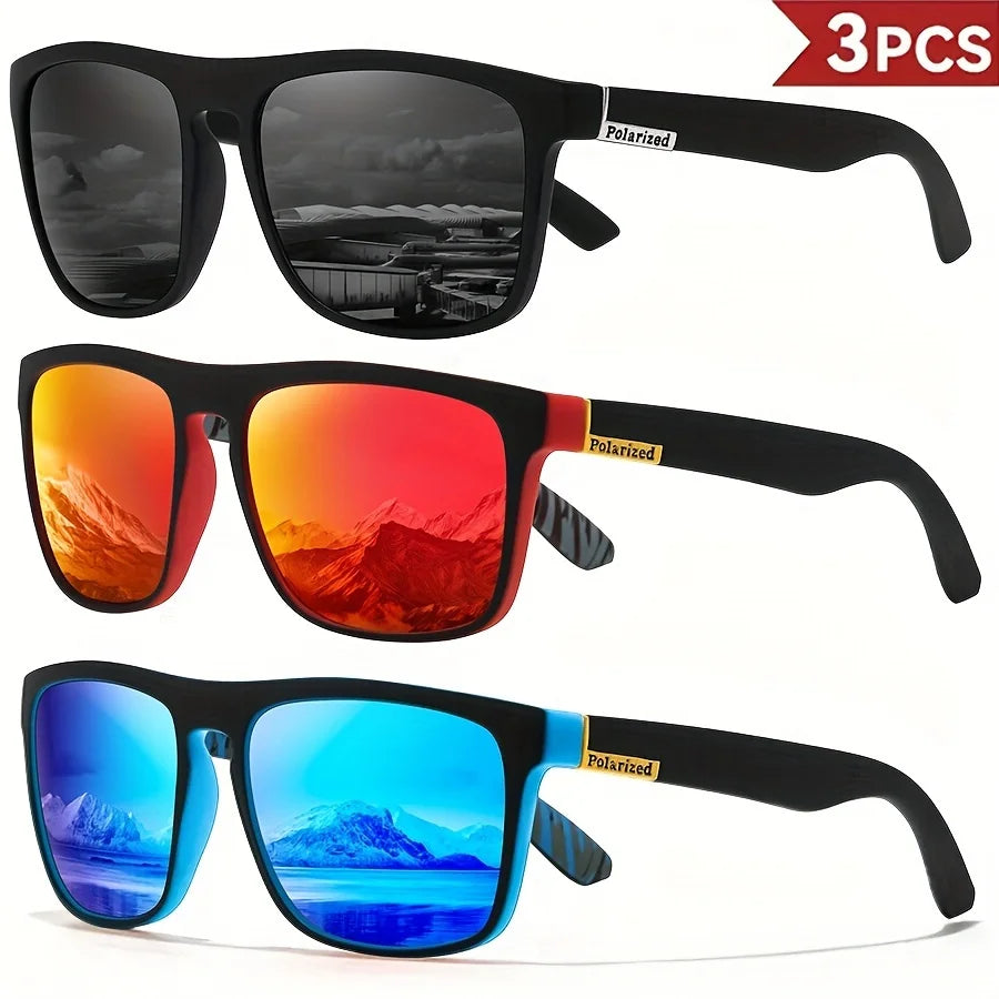 Men's Square Polarized Sport Sunglasses — UV400 Multi-Pack