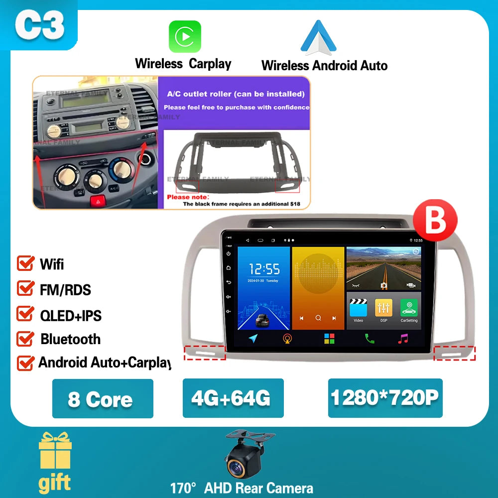 Android 15 For Nissan March Micra K12 2002 -2010 Car Radio Stereo Multimedia WIFI Wireless Carplay Android Auto Navigation 4G BT