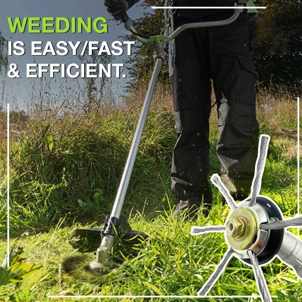 Weed Brush Head Steel Wire Wheel Grass Trimmer Head Removal Moss Rust Lawn Mower Grass Brush Disc Weed Brush Trimmer Heads