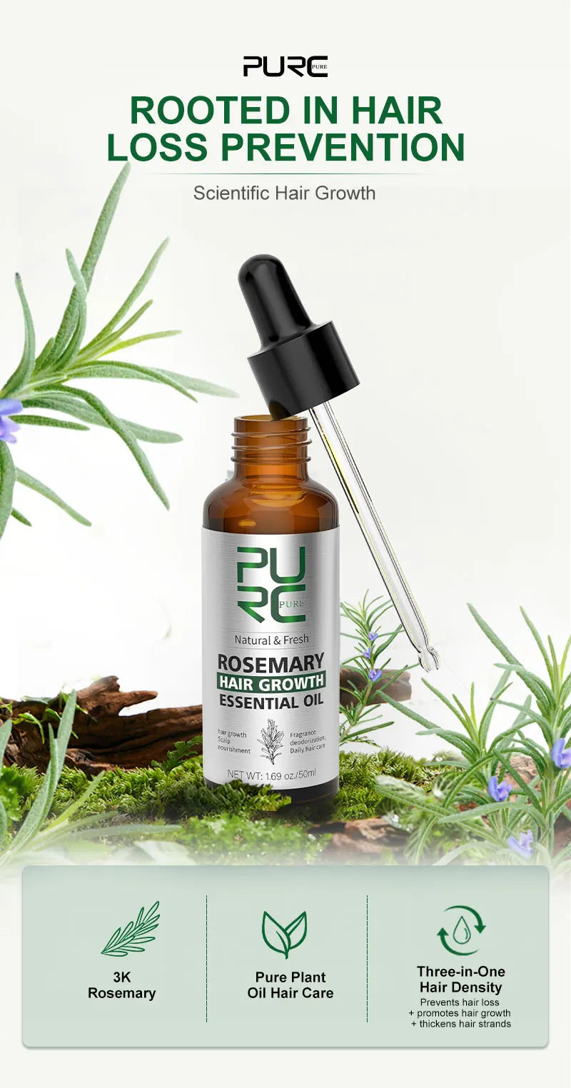 PURC Rosemary & Ginger Hair Growth Oil Treatment – Anti-Frizz, Anti-Dandruff (50ml)