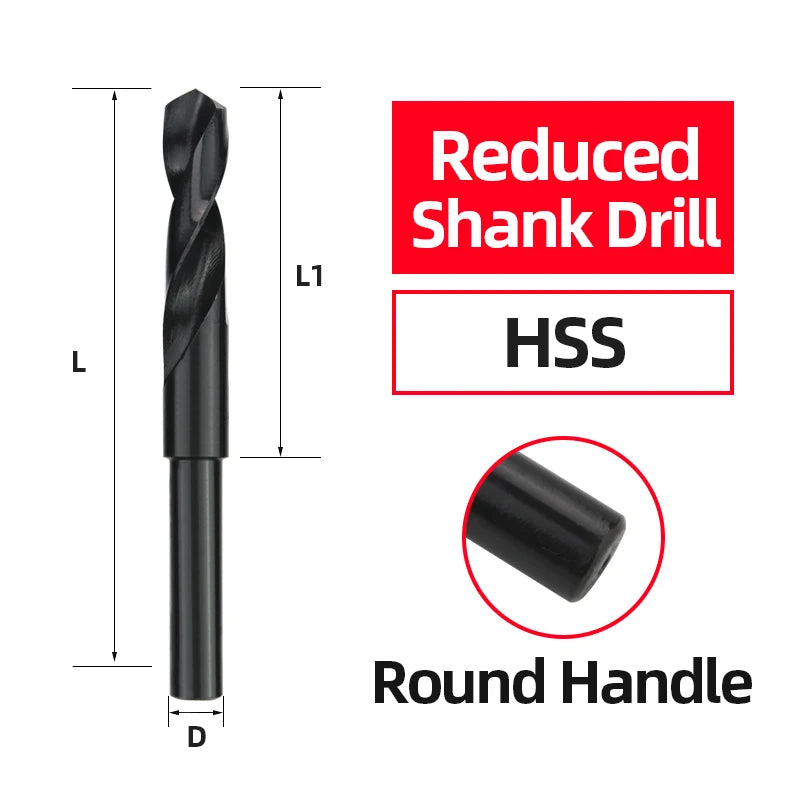 Reduced Shank HSS Twist Drill Bit 13-50mm, Nitride Coated
