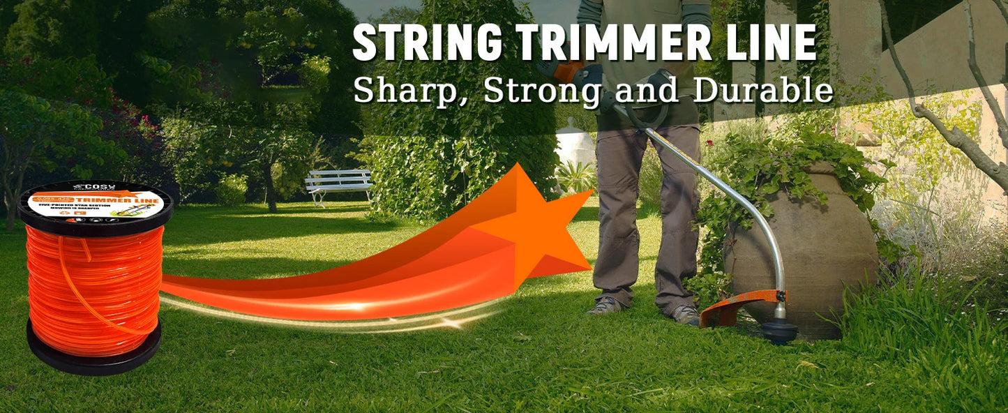 TSES 1LB Trimmer Rope Star Shape, String Trimmer Line, Commercial Grade Pentagon Weed Eater Spool, Premium Nylon Universal