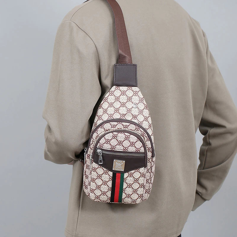 Men's Multifunction Messenger Bag Shoulder Cloth Chest Bags Crossbody Casual Handbag with Earphone Hole