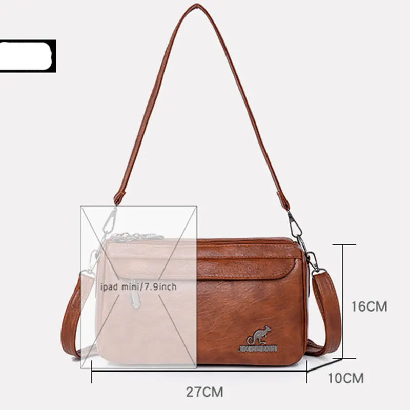 Women's Vintage Faux Leather Crossbody Bag - Zip Shoulder Purse - photo 5