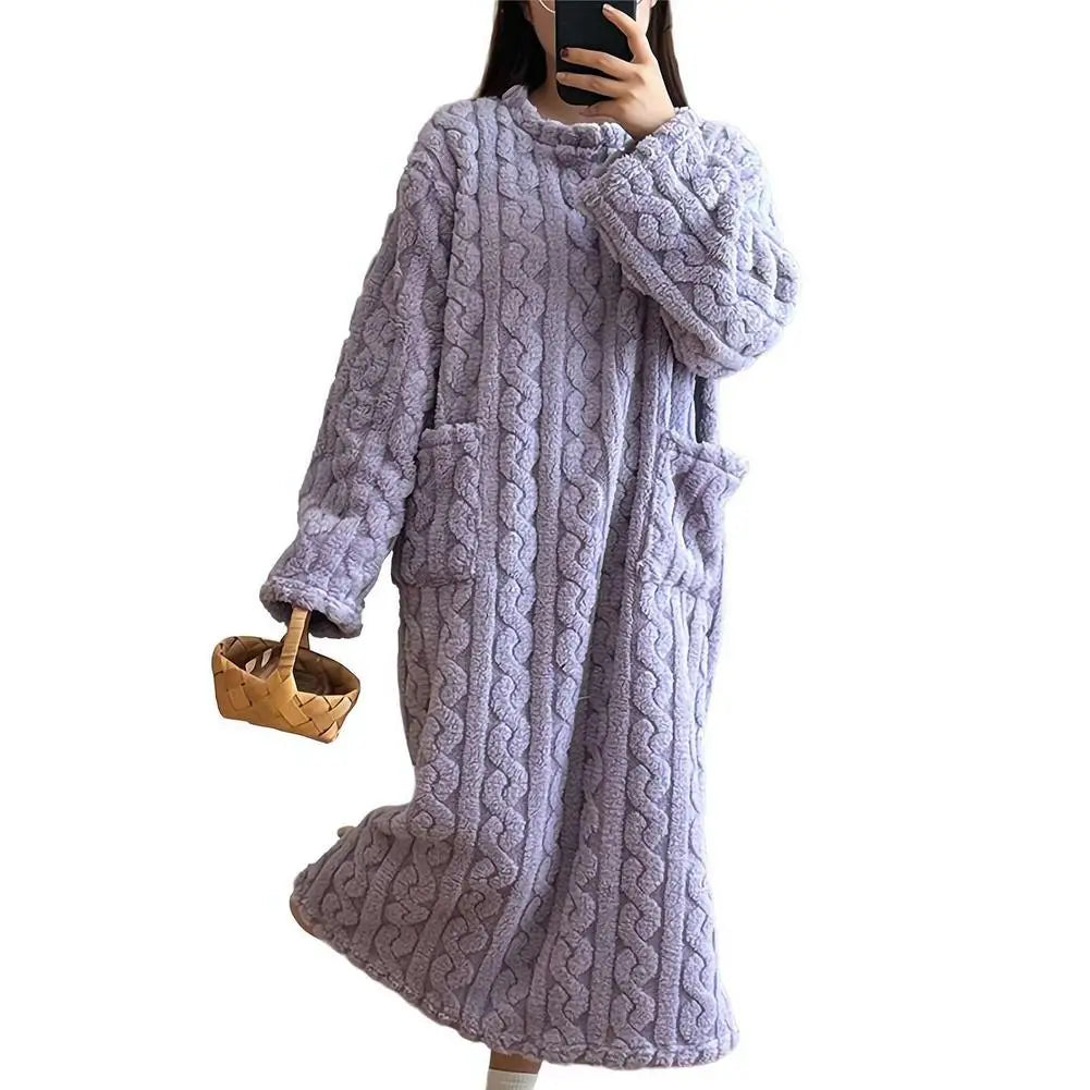 Women's Coral Velvet Long Nightgown - Warm Winter Robe Sleepwear - photo 11